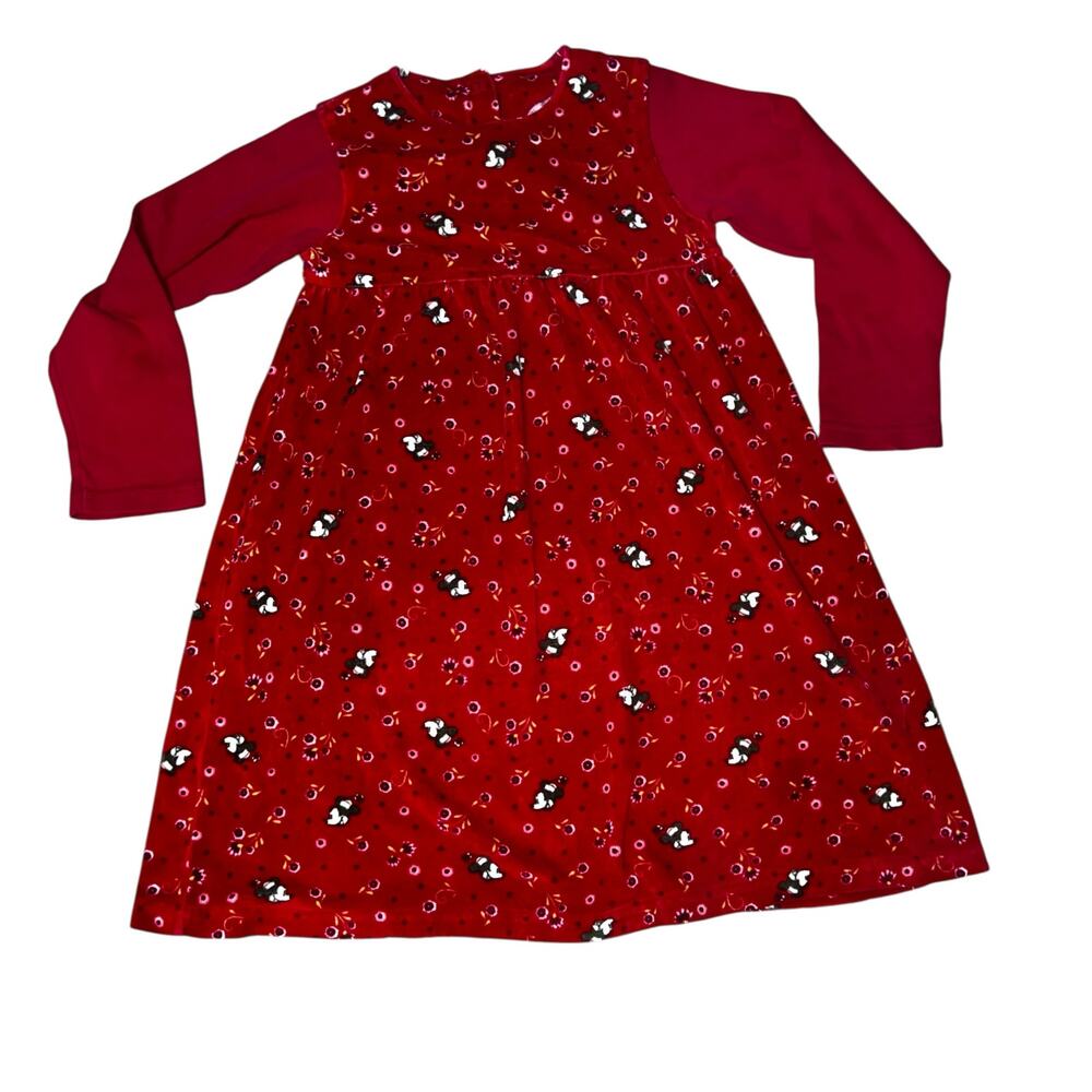Disney H/M Minnie Mouse velour long sleeve mickey and floral dress size 6